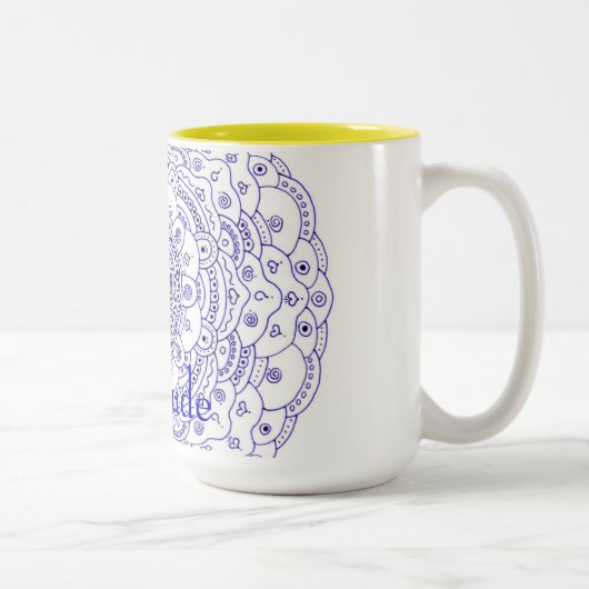 Dankbarkeitmandala-Tasse Zweifarbige Tasse (Rechts)