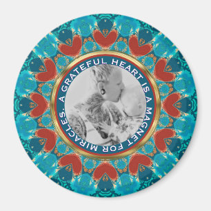 Dankbarkeits-Aqua-Teal-Mandala mit individuellen W Magnet