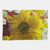 Dankbarkeits-Blumen-Gelbe-Daisy-Foto Geschirrtuch (Horizontal)