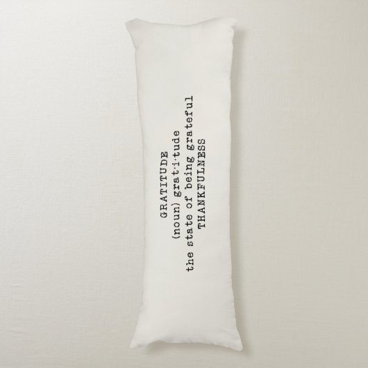 Dankbarkeits-Definitions-Akzent-Körper-Kissen Seitenschläferkissen (Vorderseite Vertikal)