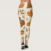 Dankbarkeits-Doodle nahtloses Muster Leggings (Rückseite)