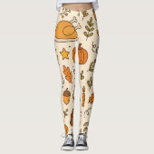 Dankbarkeits-Doodle nahtloses Muster Leggings (Vorderseite)