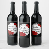 Dankbarkeitslabel, rote Blumen Weinetikett (Flaschen)