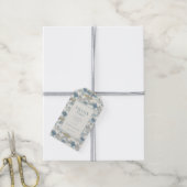 Dankblaue geometrische Wellen Geschenkanhänger (Mit Garn)