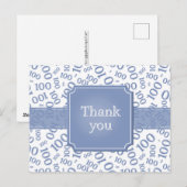 Danke 100. Zahlenmuster Blau/Weiß Postkarte (Vorne/Hinten)
