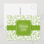 Danke 100. Zahlenmuster Grün/Weiß Postkarte (Vorne/Hinten)