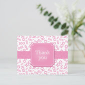 Danke 100. Zahlenmuster Rosa/Weiß Postkarte (Stehend Vorderseite)