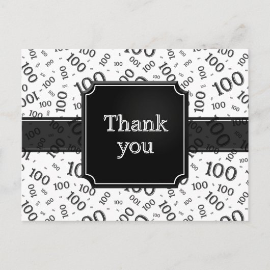 Danke 100. Zahlenmuster Schwarz/Weiß Postkarte (Vorderseite)
