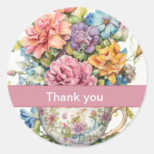 Danke 12 Tasse Blumen Hershey's Miniaturen Runder Aufkleber