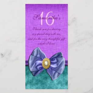 "Danke" "16 . Geburtstag" rosa schwarze Edelsteine Dankeskarte