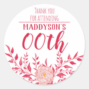 Danke 18. 21. 30. 40. 50. 60. 70. runder aufkleber