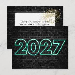 Danke 2026 Neujahrs-Neon-Schild Postkarte