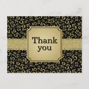 Danke 25 Nummer Schwarz Gold/Weiß Postkarte