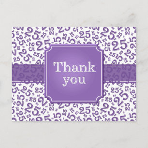 Danke 25 Zahlenmuster Lila/Weiß Postkarte