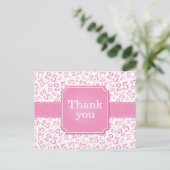 Danke 25 Zahlenmuster Rosa/Weiß Postkarte (Stehend Vorderseite)