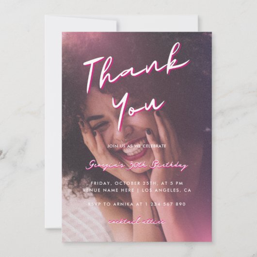 Danke, 30. Geburtstag Party Einladung (Vorderseite)