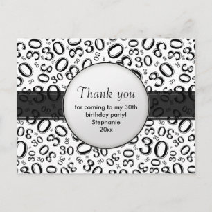 Danke 30 Zufallszahlenmuster Schwarz/Weiß Postkarte
