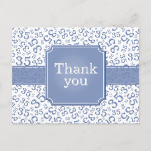 Danke 35 Zahlenmuster Blau/Weiß Postkarte