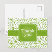 Danke 35 Zahlenmuster Grün/Weiß Postkarte (Vorne/Hinten)