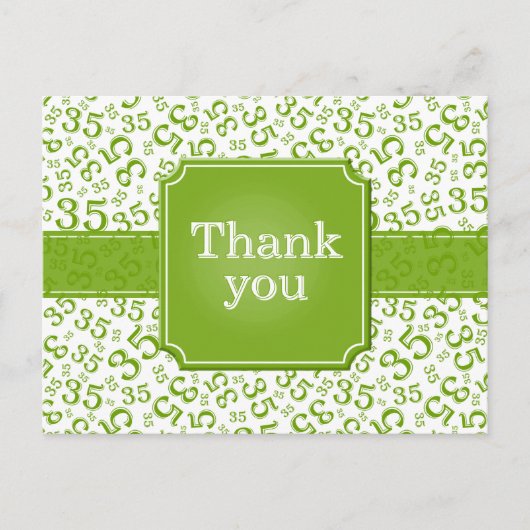 Danke 35 Zahlenmuster Grün/Weiß Postkarte (Vorderseite)