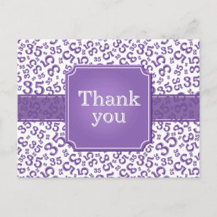 Danke 35 Zahlenmuster Lila/Weiß Postkarte