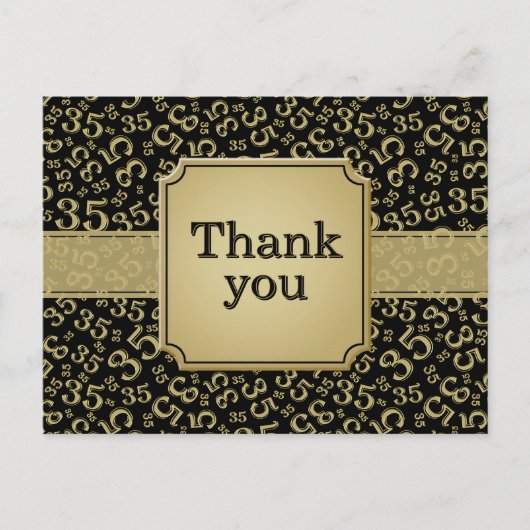 Danke 35 Zahlenmuster Schwarz/Gold Postkarte (Vorderseite)