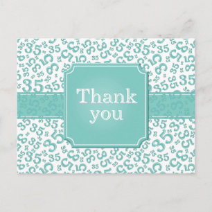 Danke 35 Zahlenmuster Teal/Weiß Postkarte