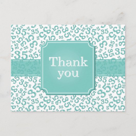 Danke 35 Zahlenmuster Teal/Weiß Postkarte (Vorderseite)