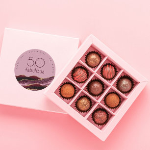Danke 50. Geburtstag Burgunder Rosa Achat   Runder Aufkleber