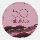 Danke, 50. Geburtstag Burgundy Pink Agate Runder Aufkleber (Vorderseite)