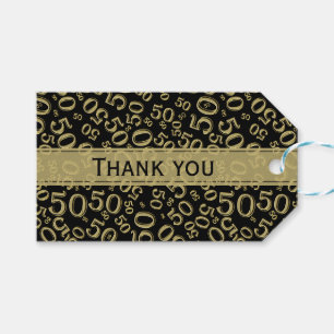 Danke 50. Geburtstags-Gold/schwarzes Zahl-Muster Geschenkanhänger