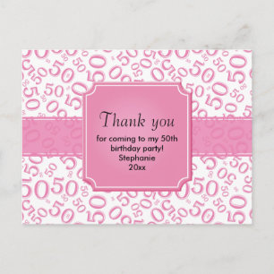 Danke 50 Zufallszahlenmuster Rosa/Weiß Postkarte