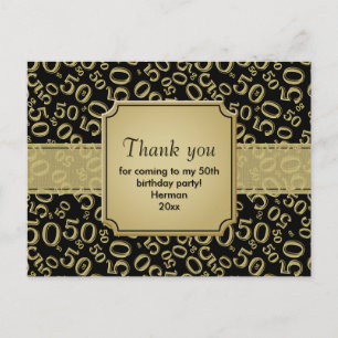 Danke 50 Zufallszahlenmuster Schwarz/Gold Postkarte
