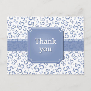Danke 55 Zahlenmuster Blau/Weiß Postkarte