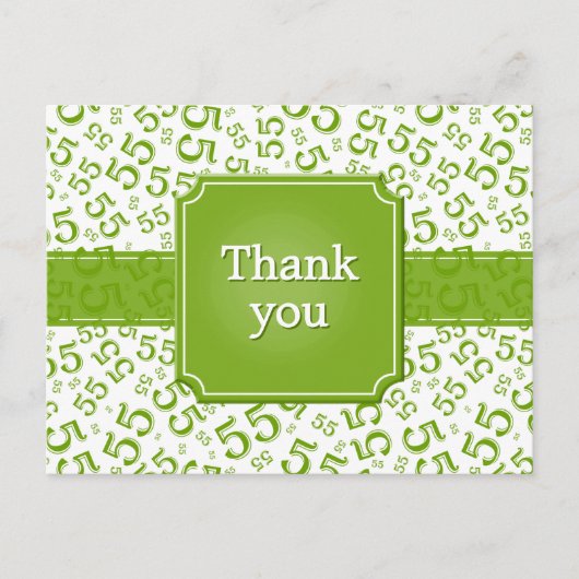 Danke 55 Zahlenmuster Grün/Weiß Postkarte (Vorderseite)
