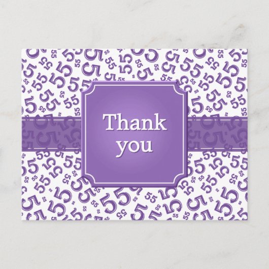 Danke 55 Zahlenmuster Lila/Weiß Postkarte (Vorderseite)