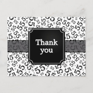 Danke 55 Zahlenmuster Schwarz/Weiß Postkarte