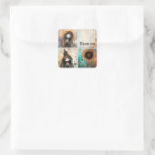 Danke 5 quadratischer aufkleber (Tasche)