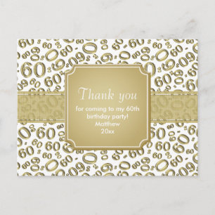 Danke 60 Zufallszahlenmuster Gold/Weiß Postkarte