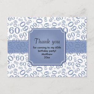 Danke 60 Zufallszahlenmuster Teal/Weiß Postkarte
