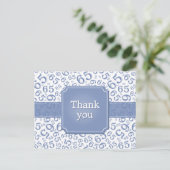 Danke 65 Zahlenmuster Blau/Weiß Postkarte (Stehend Vorderseite)