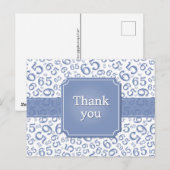 Danke 65 Zahlenmuster Blau/Weiß Postkarte (Vorne/Hinten)