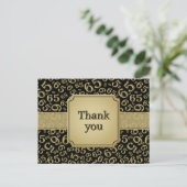 Danke 65 Zahlenmuster Gold/Schwarz Postkarte (Stehend Vorderseite)