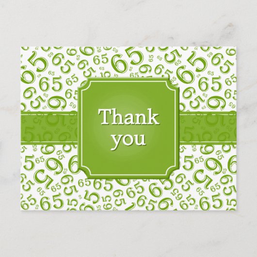 Danke 65 Zahlenmuster Grün/Weiß Postkarte (Vorderseite)