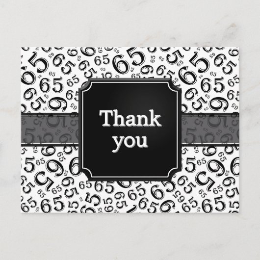 Danke 65 Zahlenmuster Schwarz/Weiß Postkarte (Vorderseite)