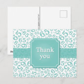 Danke 65 Zahlenmuster Teal/Weiß Postkarte (Vorne/Hinten)