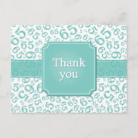 Danke 65 Zahlenmuster Teal/Weiß