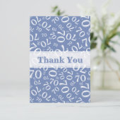 Danke 70 Geburtstag Zahlenmuster Blau/Weiß (Stehend Vorderseite)