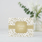 Danke 75 Zahlenmuster Gold/Weiß Postkarte (Stehend Vorderseite)