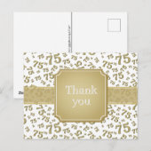 Danke 75 Zahlenmuster Gold/Weiß Postkarte (Vorne/Hinten)